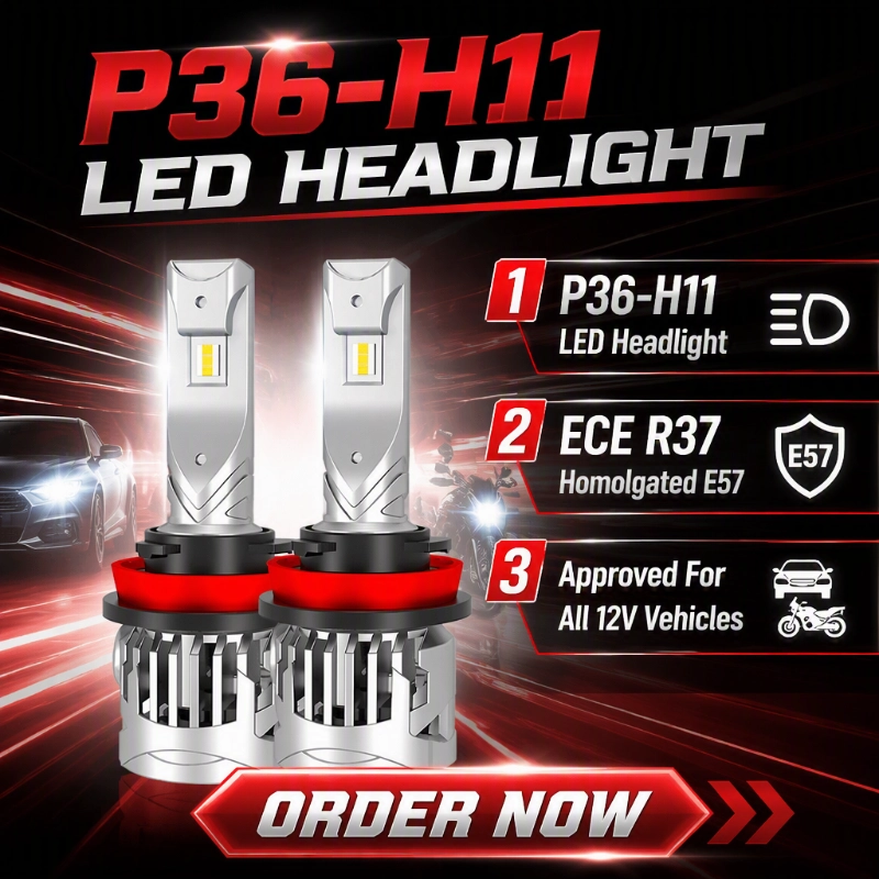 Luxfighter lancia la lampadina per fari LED P36 H11 certificata ECE R37